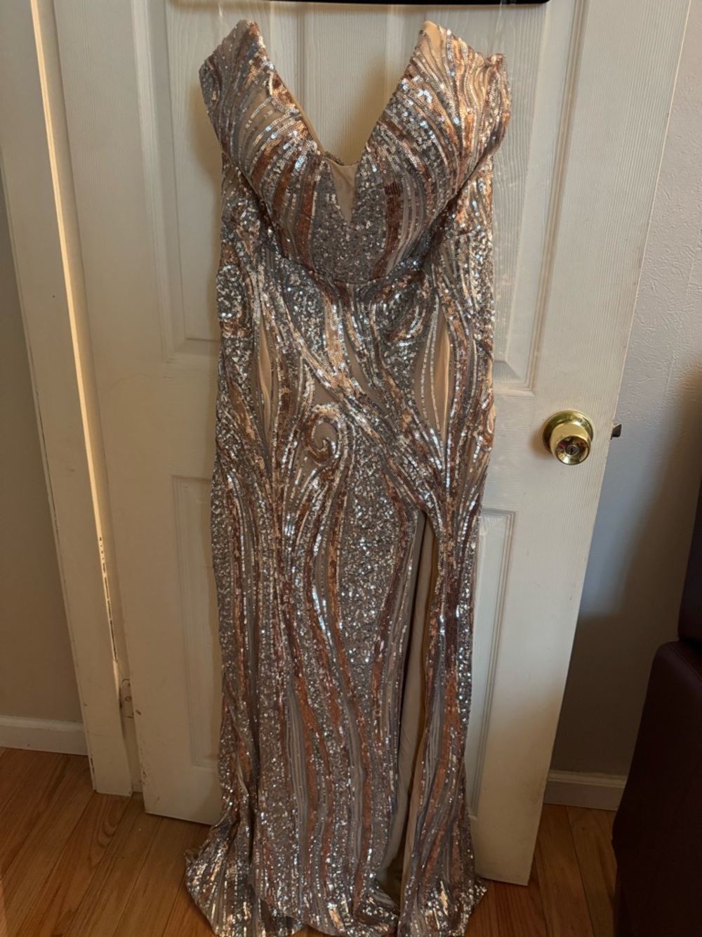 Fashion Nova Rose Gold Sequin Gown
